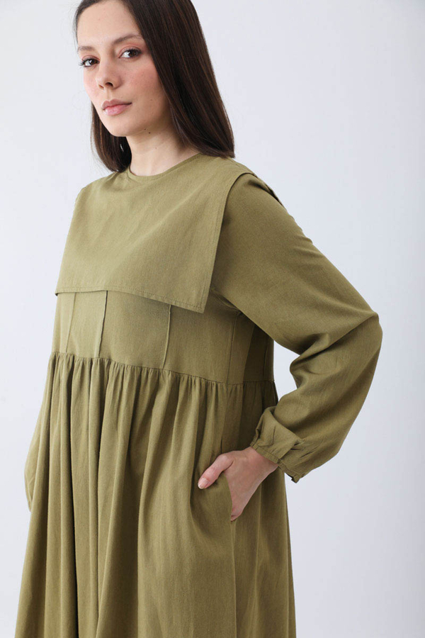 Tüzün Aller Detaylı Elbise Haki - 17