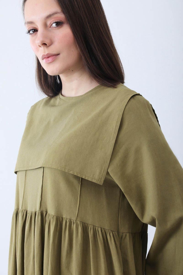 Tüzün Aller Detaylı Elbise Haki - 15