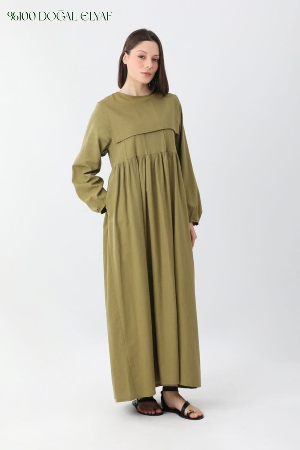 Tüzün Aller Detaylı Elbise Haki - 13