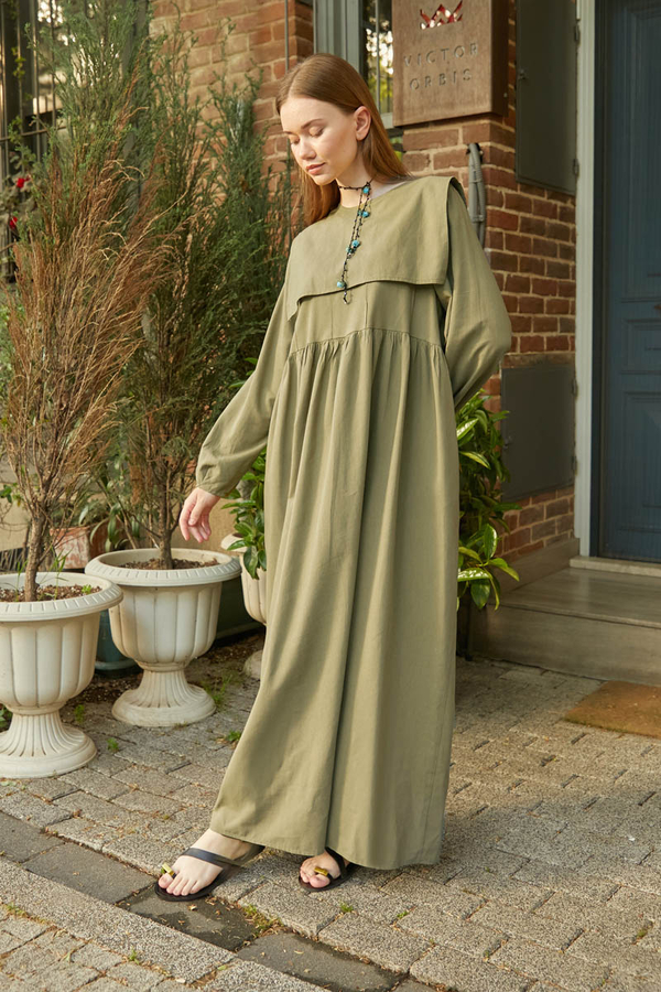 Tüzün Aller Detaylı Elbise Haki - 11