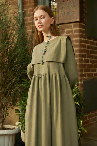 Tüzün Aller Detaylı Elbise Haki - 8