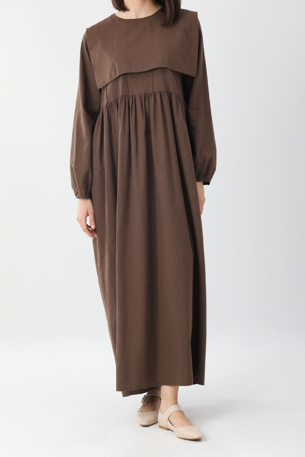 Tüzün Aller Detaylı Elbise Kahverengi - 4