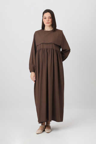 Tüzün Aller Detaylı Elbise Kahverengi - 3