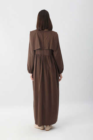 Tüzün Aller Detaylı Elbise Kahverengi - 6