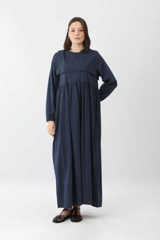 Tüzün Aller Detaylı Elbise Lacivert - 2