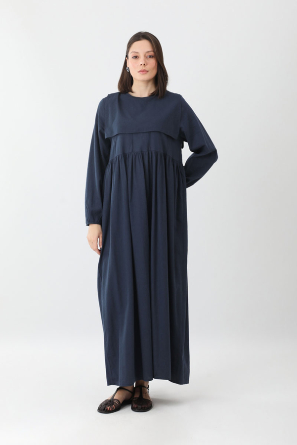 Tüzün Aller Detaylı Elbise Lacivert - 2