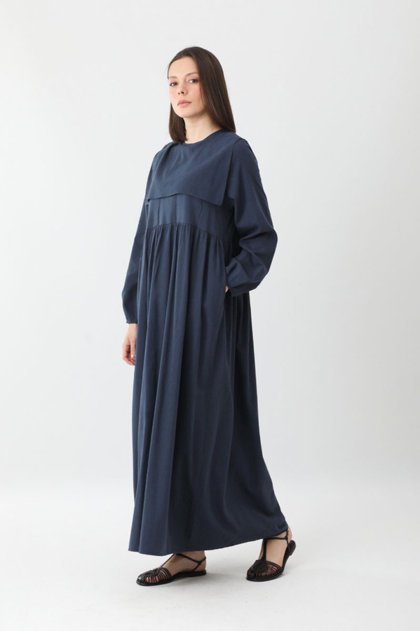 Tüzün Aller Detaylı Elbise Lacivert - 5