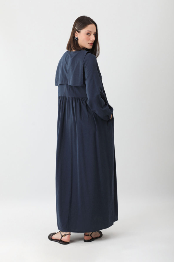 Tüzün Aller Detaylı Elbise Lacivert - 8