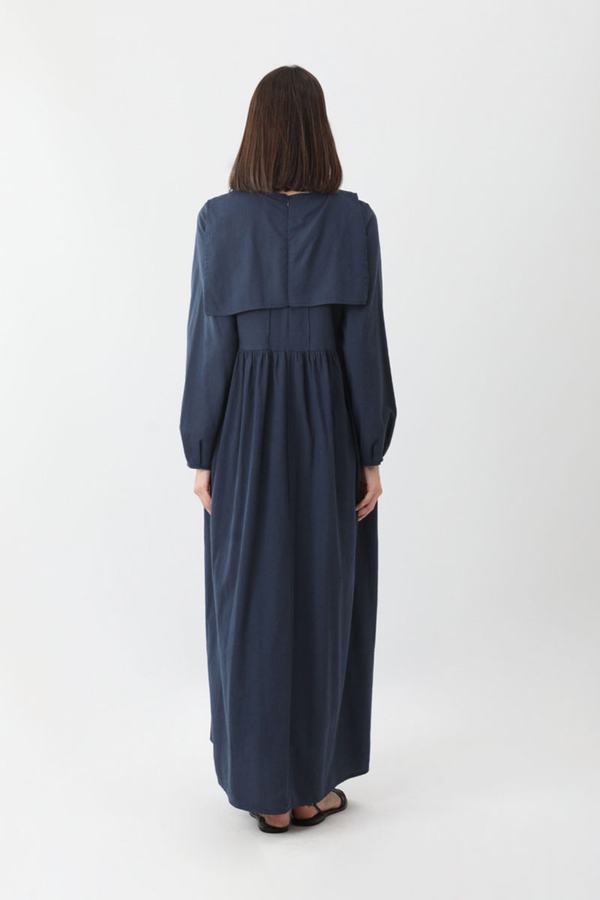 Tüzün Aller Detaylı Elbise Lacivert - 9