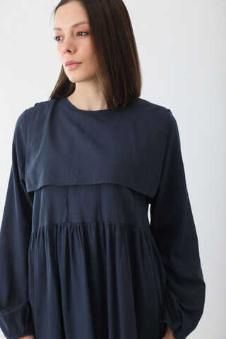 Tüzün Aller Detaylı Elbise Lacivert - 4