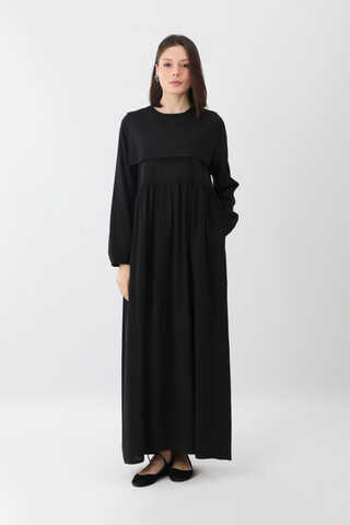 Tüzün Aller Detaylı Elbise Siyah - 2