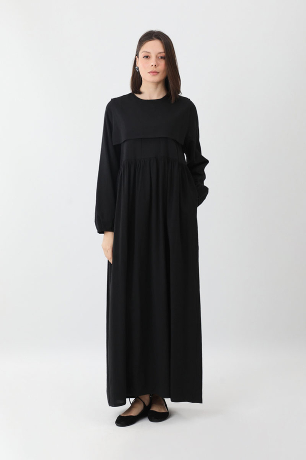 Tüzün Aller Detaylı Elbise Siyah - 2