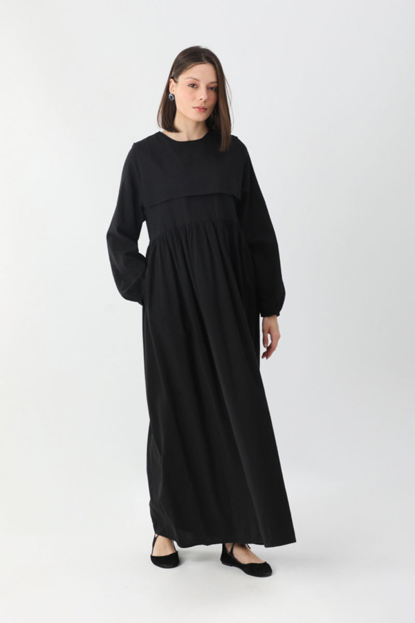 Tüzün Aller Detaylı Elbise Siyah - 4