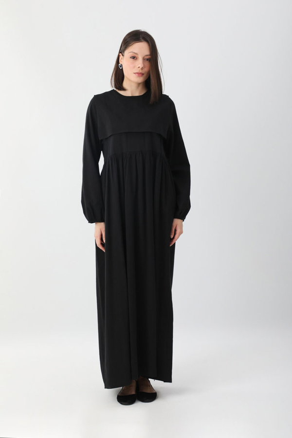 Tüzün Aller Detaylı Elbise Siyah - 5