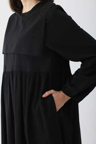 Tüzün Aller Detaylı Elbise Siyah - 7