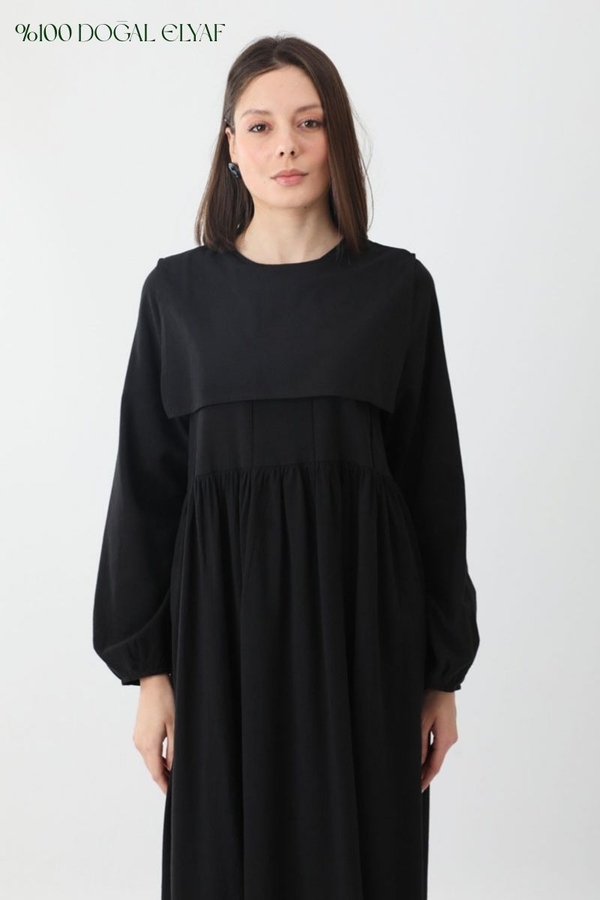 Tüzün Aller Detaylı Elbise Siyah - 1