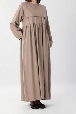 Tüzün Aller Detaylı Elbise Vizon - 10