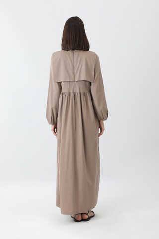 Tüzün Aller Detaylı Elbise Vizon - 13