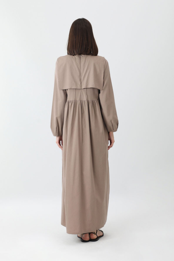 Tüzün Aller Detaylı Elbise Vizon - 13