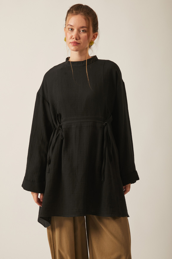 Ünsa Muslin Tunic Black - 3
