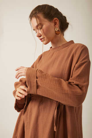 Ünsa Muslin Tunic Dark Taupe - 7