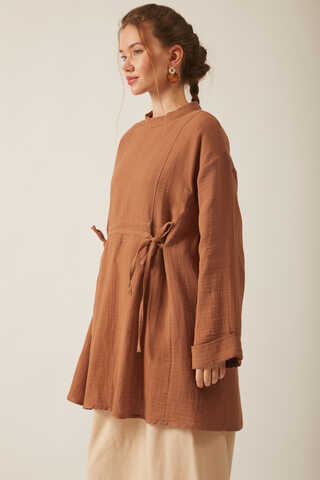 Ünsa Muslin Tunic Dark Taupe - 3
