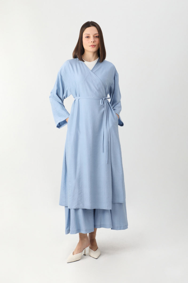 Uzun Kimono Takım Bebe Mavisi - 1