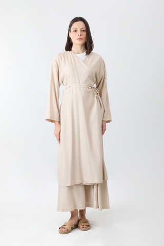 Uzun Kimono Takım Krem - 7