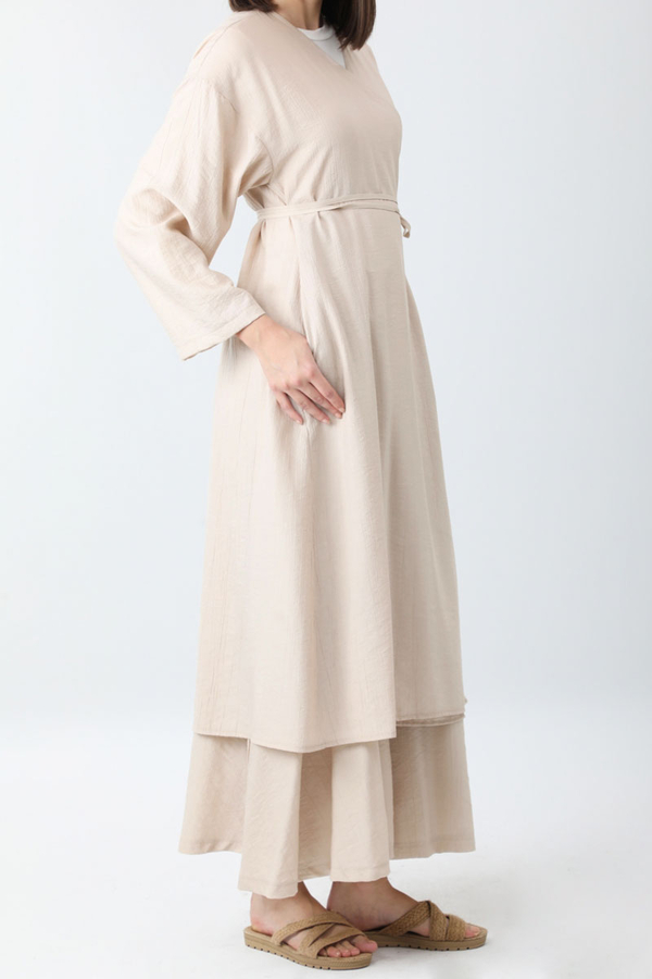 Uzun Kimono Takım Krem - 10