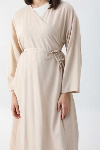 Uzun Kimono Takım Krem - 5