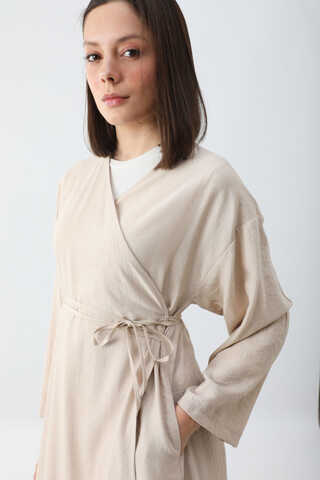 Uzun Kimono Takım Krem - 6