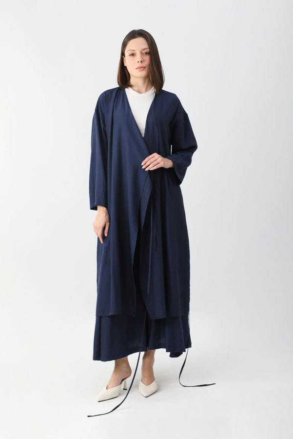 Uzun Kimono Takım Lacivert - 1