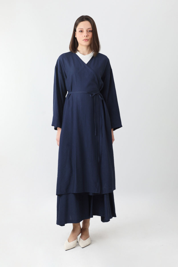 Uzun Kimono Takım Lacivert - 4