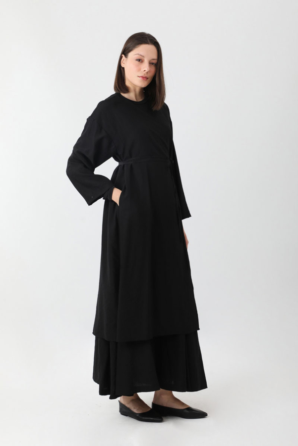 Uzun Kimono Takım Siyah - 8