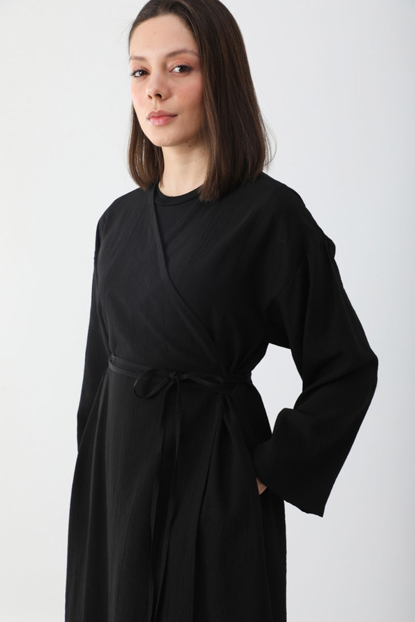 Uzun Kimono Takım Siyah - 11