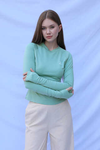 Uzun Kollu Mayo Body Su Yeşili - 5