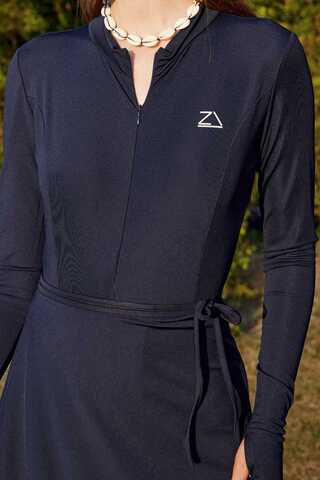 Uzun Kollu Şortlu Yüzücü Mayosu Lacivert - 4