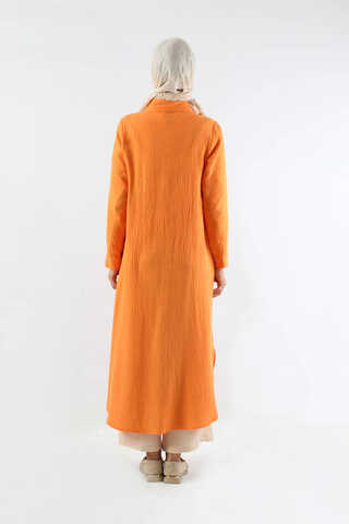 Uzun Muslin Gömlek Takım Oranj - 6