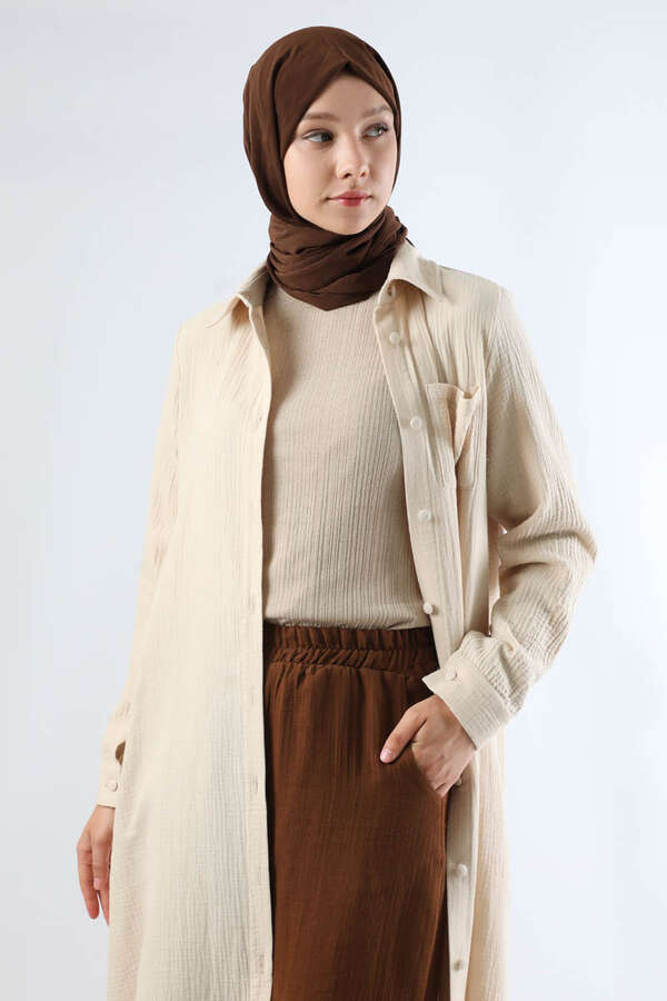 Uzun Muslin Gömlek Takım Taş - 2