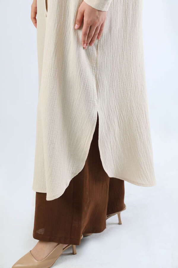 Uzun Muslin Gömlek Takım Taş - 4