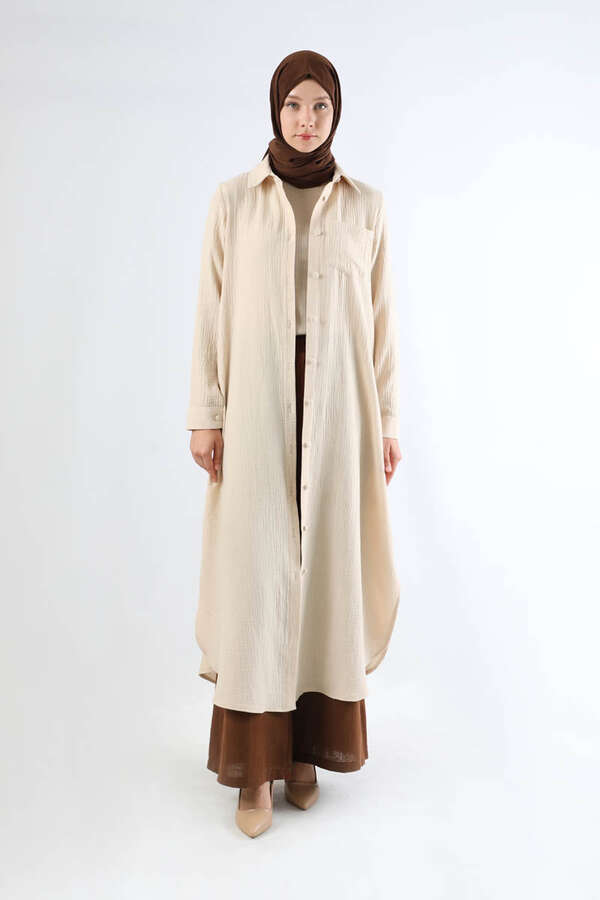Uzun Muslin Gömlek Takım Taş - 5