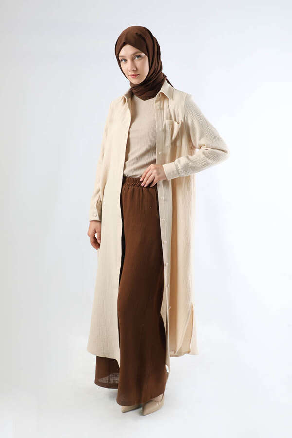 Uzun Muslin Gömlek Takım Taş - 1