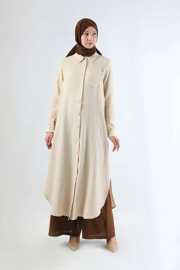 Uzun Muslin Gömlek Takım Taş - 3