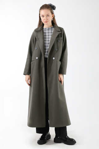 Uzun Oversize Kaşe Kaban Koyu Gri - 1