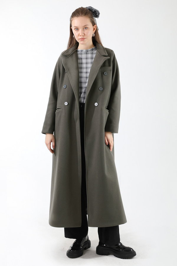 Uzun Oversize Kaşe Kaban Koyu Gri - 1