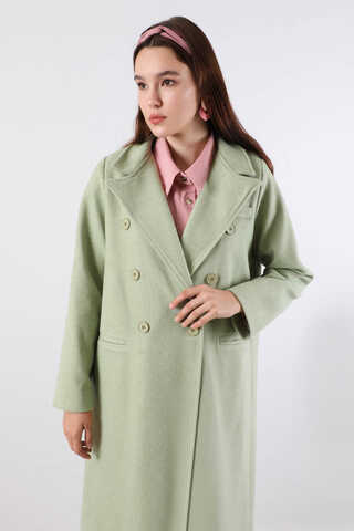 Uzun Oversize Kaşe Kaban Mint - 2