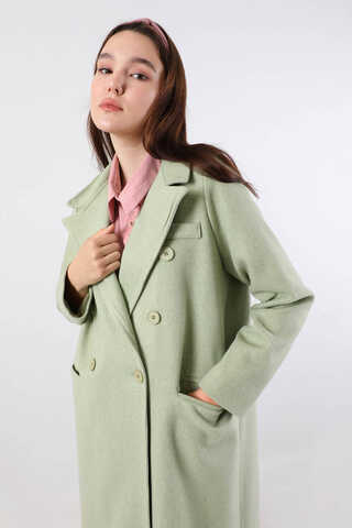 Uzun Oversize Kaşe Kaban Mint - 4