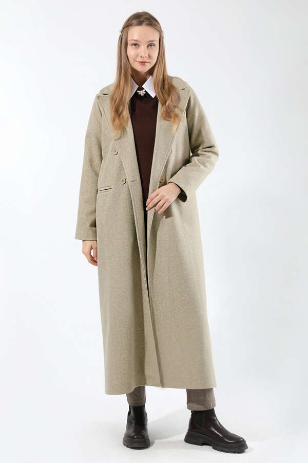 Uzun Oversize Kaşe Açık Vizon - 1