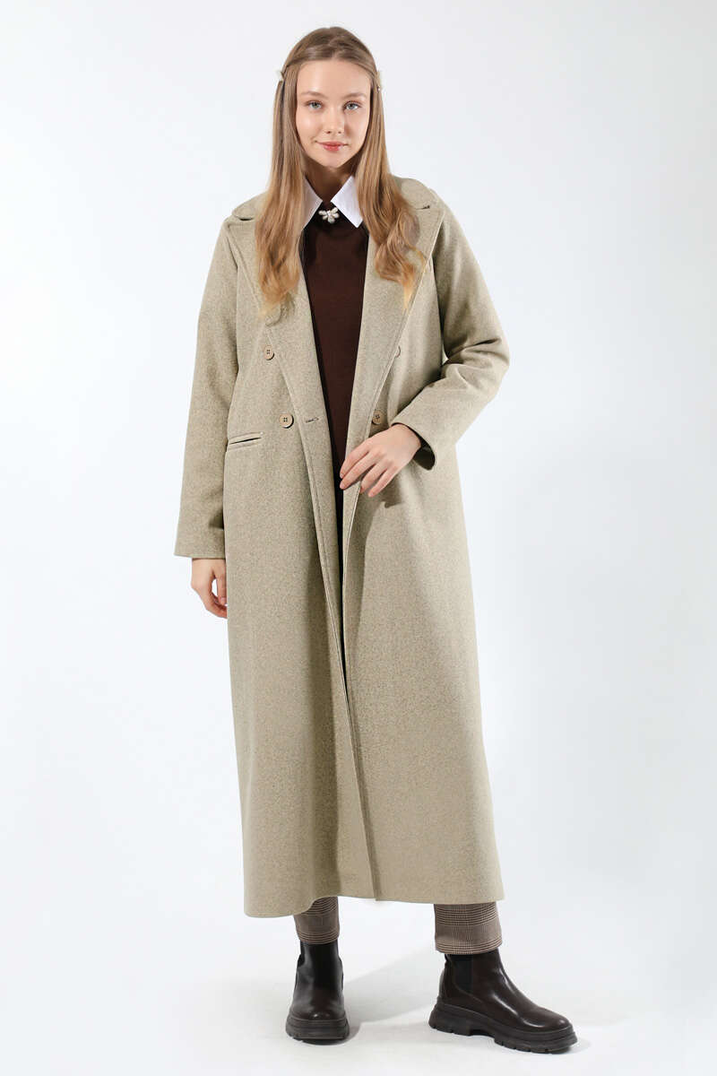 Uzun Oversize Kaşe Açık Vizon