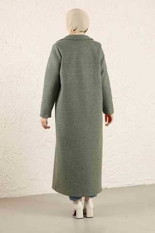 Uzun Oversize Kaşe Kaban Çağla Yeşili - 6